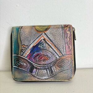 NEW Jane Yoo Vintage Hand Painted Leather Wallet
